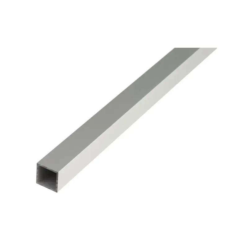 Tubo cuadrado de aluminio anodizado plata de 1 metro