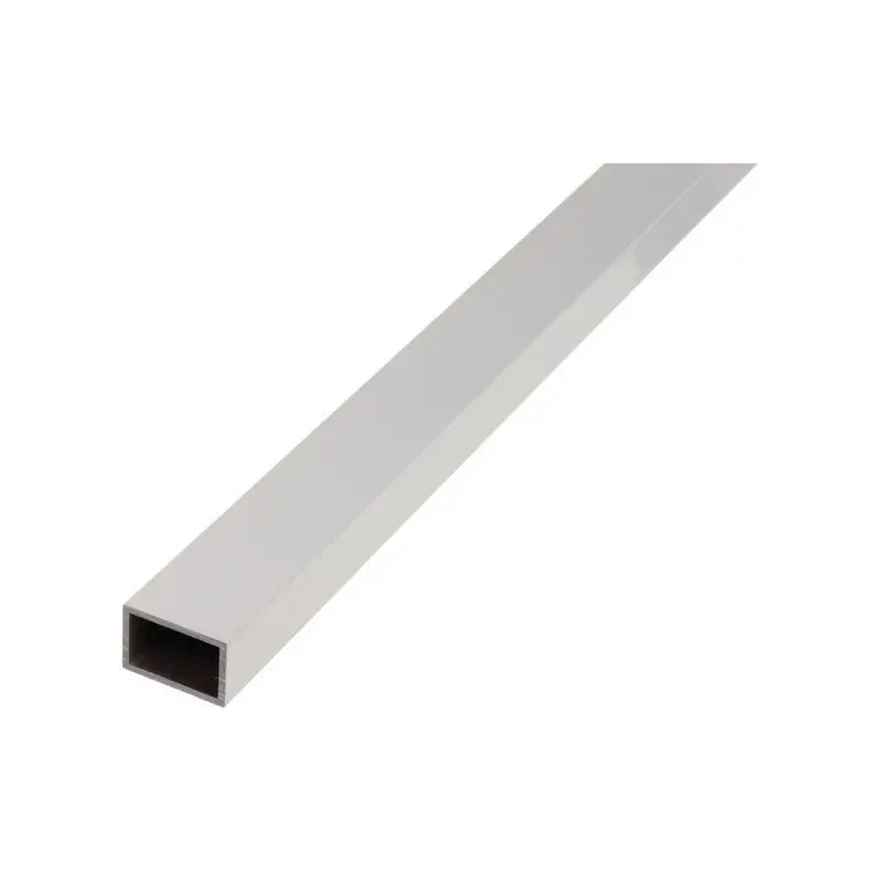 Tubo rectangular de aluminio anodizado plata de 1 metro