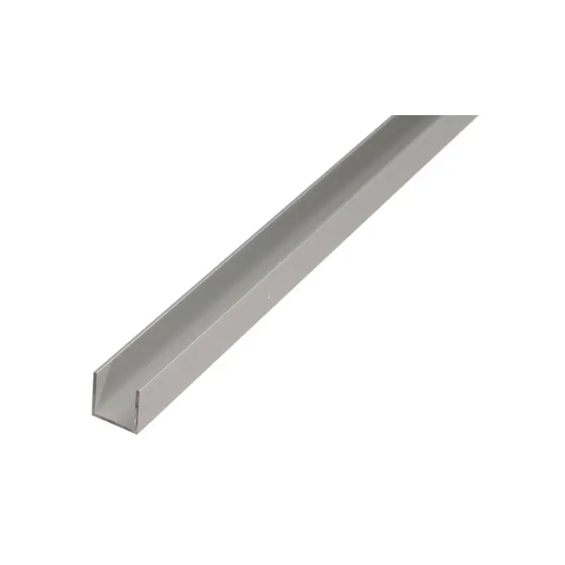 Perfil en U de aluminio anodizado plata de 1 metro