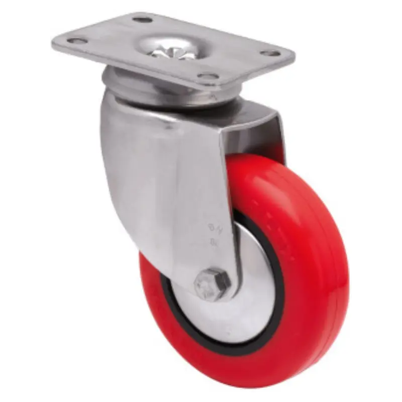Rueda giratoria de poliuretano Ø60 mm con soporte inoxidable AISI 304 – Carga 50 kg