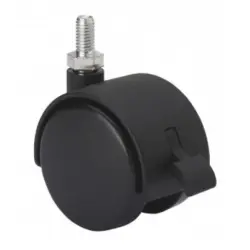 Rueda Giratoria de Polipropileno Negro Ø50 mm con Freno – Resistente y Silenciosa