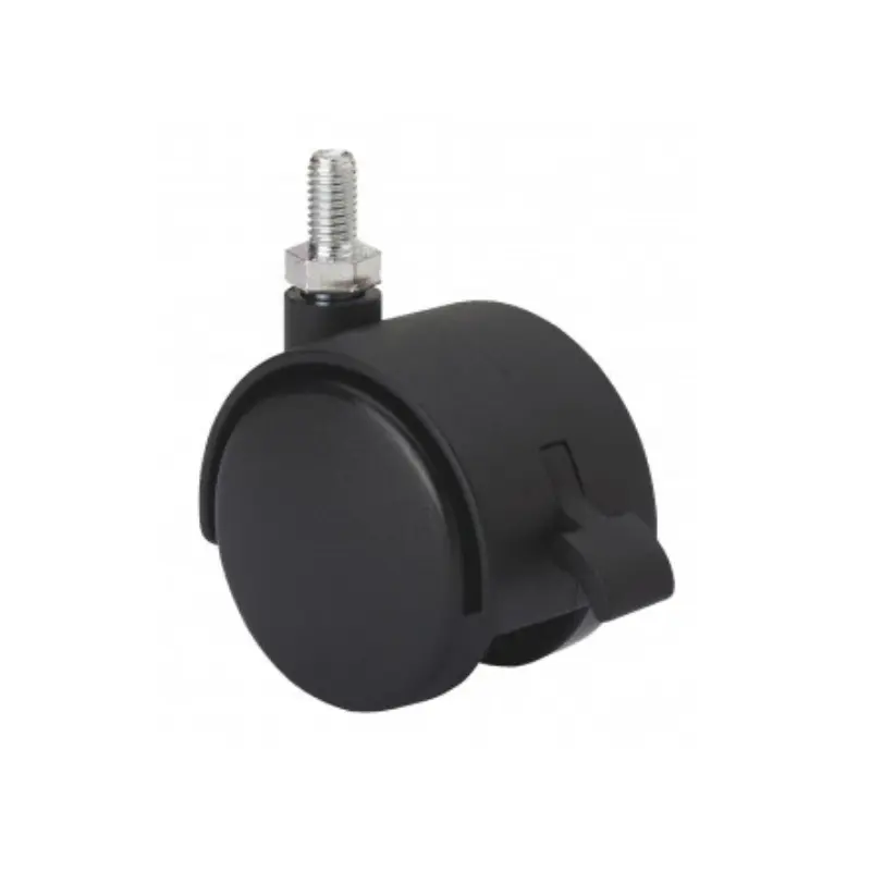Rueda Giratoria de Polipropileno Negro Ø50 mm con Freno – Resistente y Silenciosa