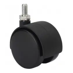 Rueda Giratoria M10X15 de Polipropileno Negro Ø50 mm sin Freno – Ligera y Resistente