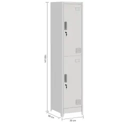 Taquilla metálica individual 2 puertas gris claro con colgador y cerradura
