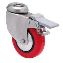 Rueda giratoria inoxidable con núcleo de poliamida y banda de poliuretano Ø80 mm con freno