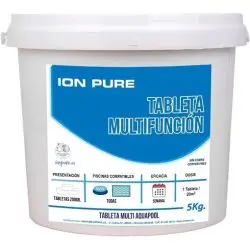Cubo de tabletas de cloro multifunción Ion Pure para mantenimiento de piscinas sin cobre