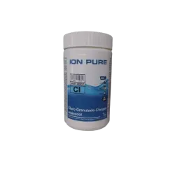 Bote de Cloro Granulado Choque Ion Pure para tratamiento de choque en piscinas.