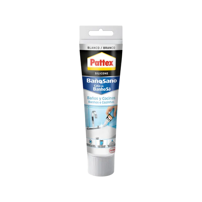 Tubo de silicona blanca Pattex Baño Sano para juntas de cocina y baño