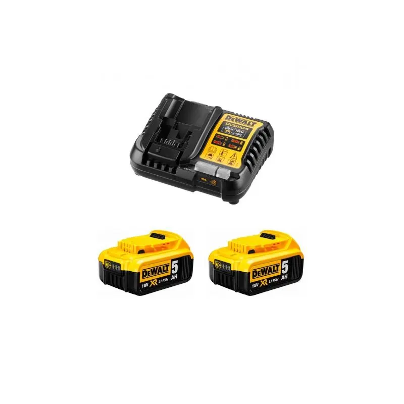 Cargador DeWalt DCB1104 con dos baterías de 5Ah