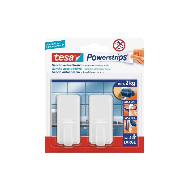 Ganchos autoadhesivos clásicos Tesa Powerstrip