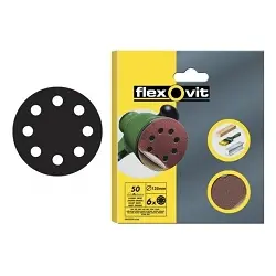 Blíster de 6 discos de papel lija con velcro 150x80 Flexovit