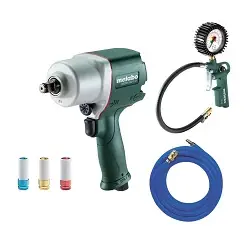 Kit Pistola de impacto neumática Metabo DSSW 930 + Inflador, vasos y manguera