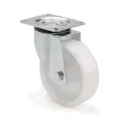 Rueda de nylon giratoria con llanta metálica