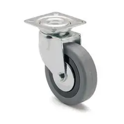 Rueda de goma giratoria con platina lateral